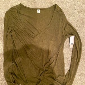 Bp long sleeve v neck shirt. Olive green. New with tags